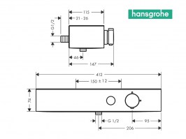 MEDIDAS TERMOSTATICA DUCHA SHOWERTABLET SELECT HANSGROHE